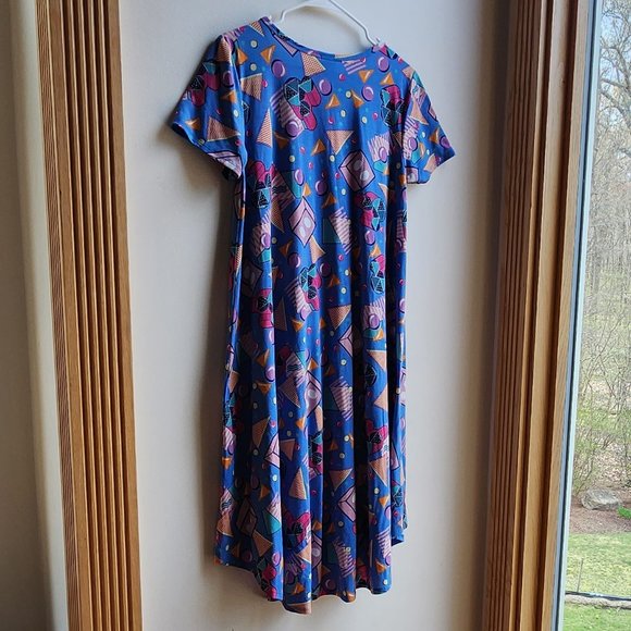 LuLaRoe 80s Geometric Print Midi Dress Size Medium - Picture 12 of 15